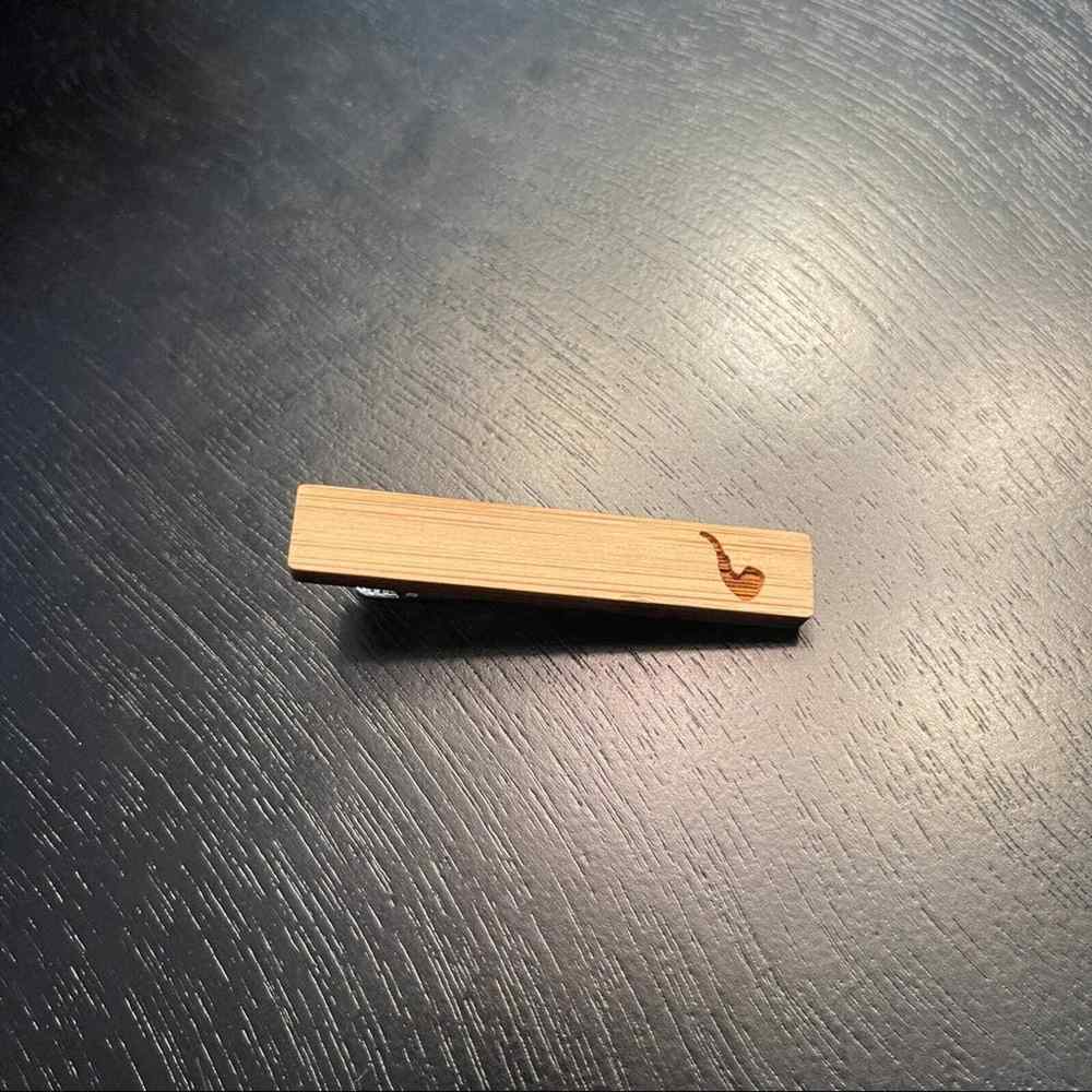 Mens Tie Clip Wooden Imprint